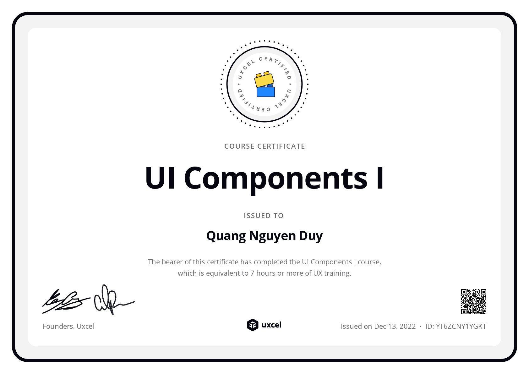 Quang Nguyen Duy's certificate